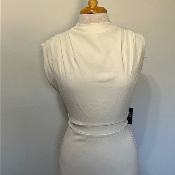 Express NWT Ivory High Mock Neck Modest Sheath Dress Size XS - Picture 3 of 12
